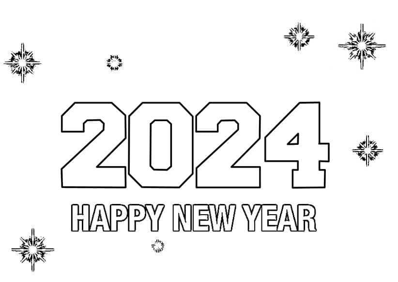 Tô màu Chúc Mừng Năm Mới 2024 Đơn Giản và Đẹp
