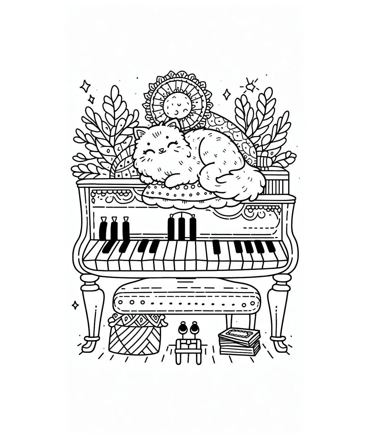 Tô màu Co n Me o Tre n Đa n Piano