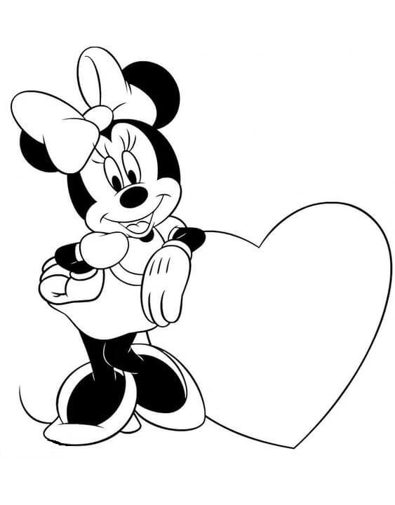 Tô màu Minnie Mouse Vớ Trái Tim Trong Lễ Tình Nhân